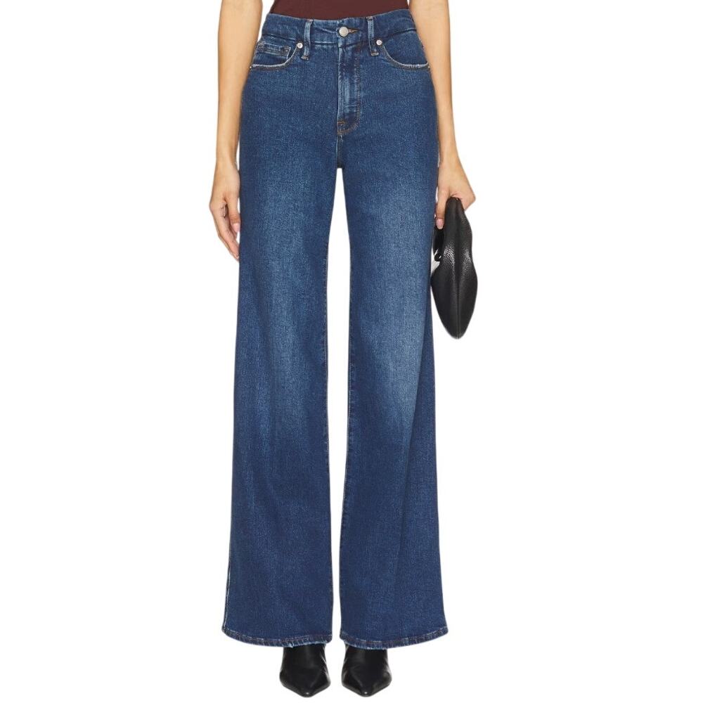 Good American Good Skate Jeans Womens 28 Blue High Rise Wide Leg 34 Inseam